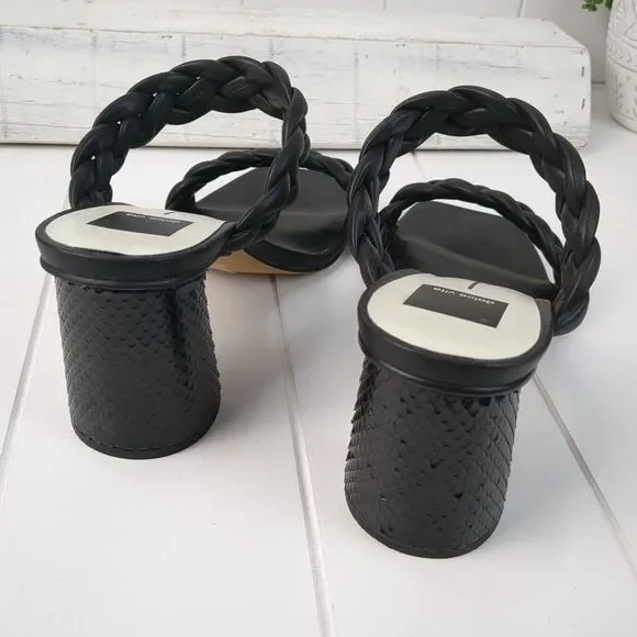 Dolce Vita Paily Black Stella Braided Straps Slip On Heeled Sandals Size 10 - Picture 4 of 13